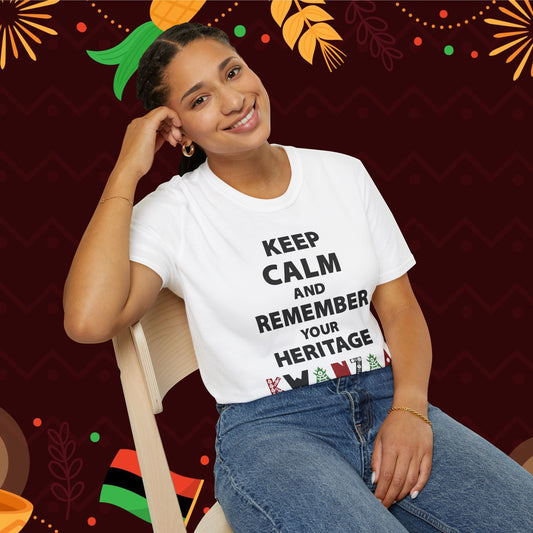 Keep Calm and Remember Your Heritage Kwanzaa Adult T-shirt