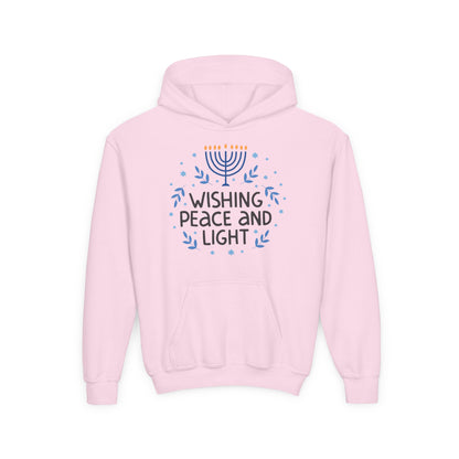 Hanukkah Wishing Peace & Light Youth Hoodie