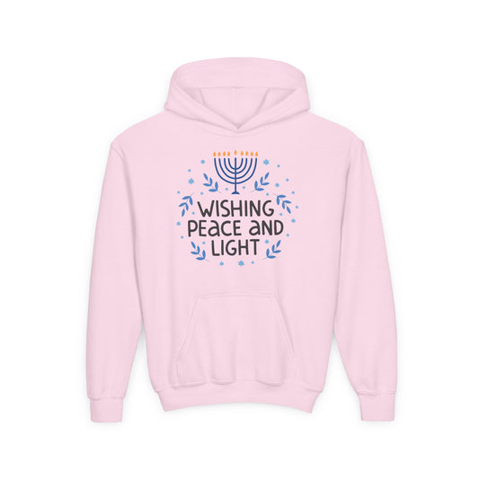 Hanukkah Wishing Peace & Light Youth Hoodie