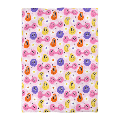 Whimsical Smiley Faces Microfiber Duvet Cover