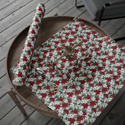 Winter Poinsettia Garden Wrapping Paper