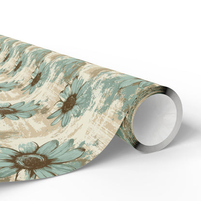 Rustic Teal Daisy Wrapping Paper