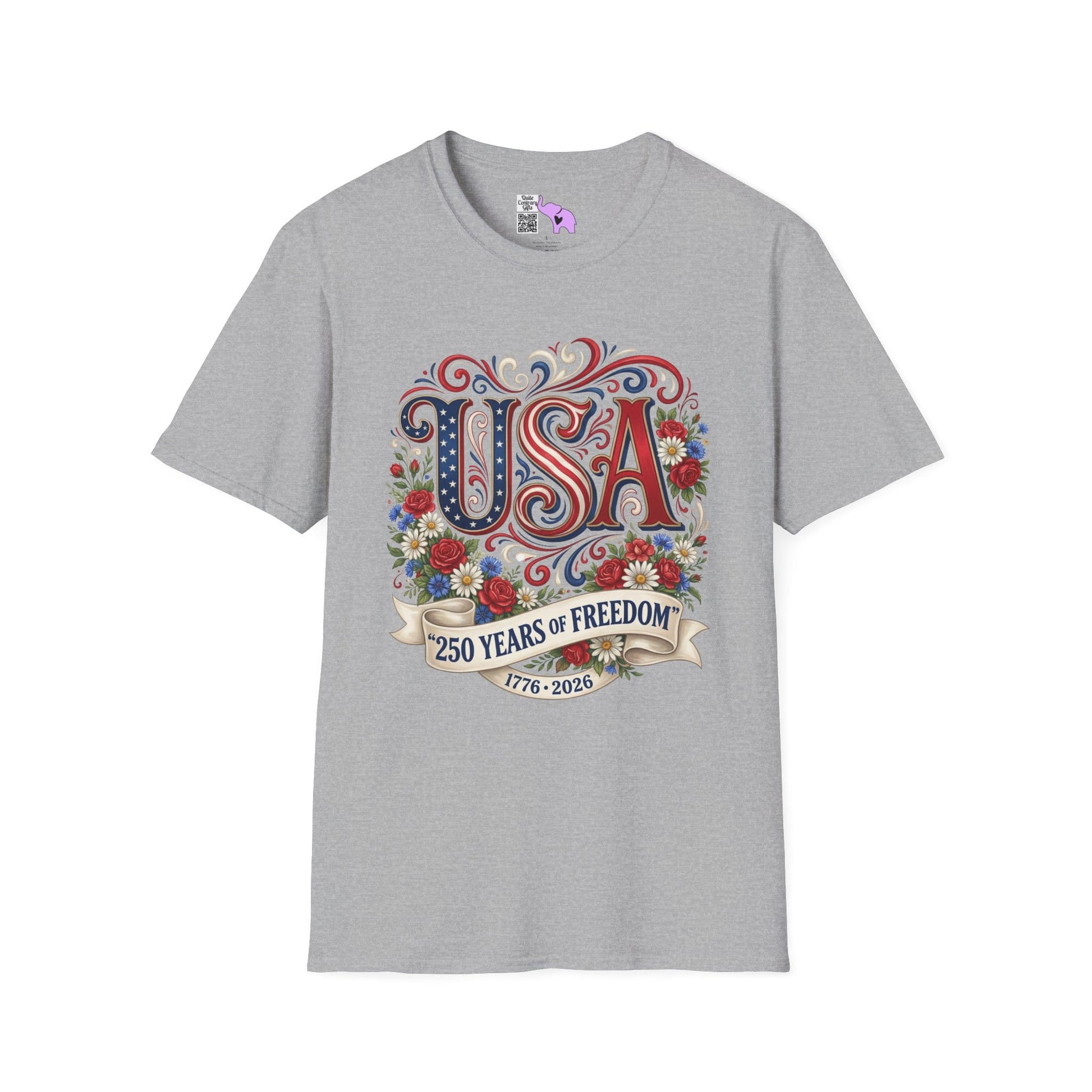 Floral USA 250 Years of Freedom Adult T-shirt