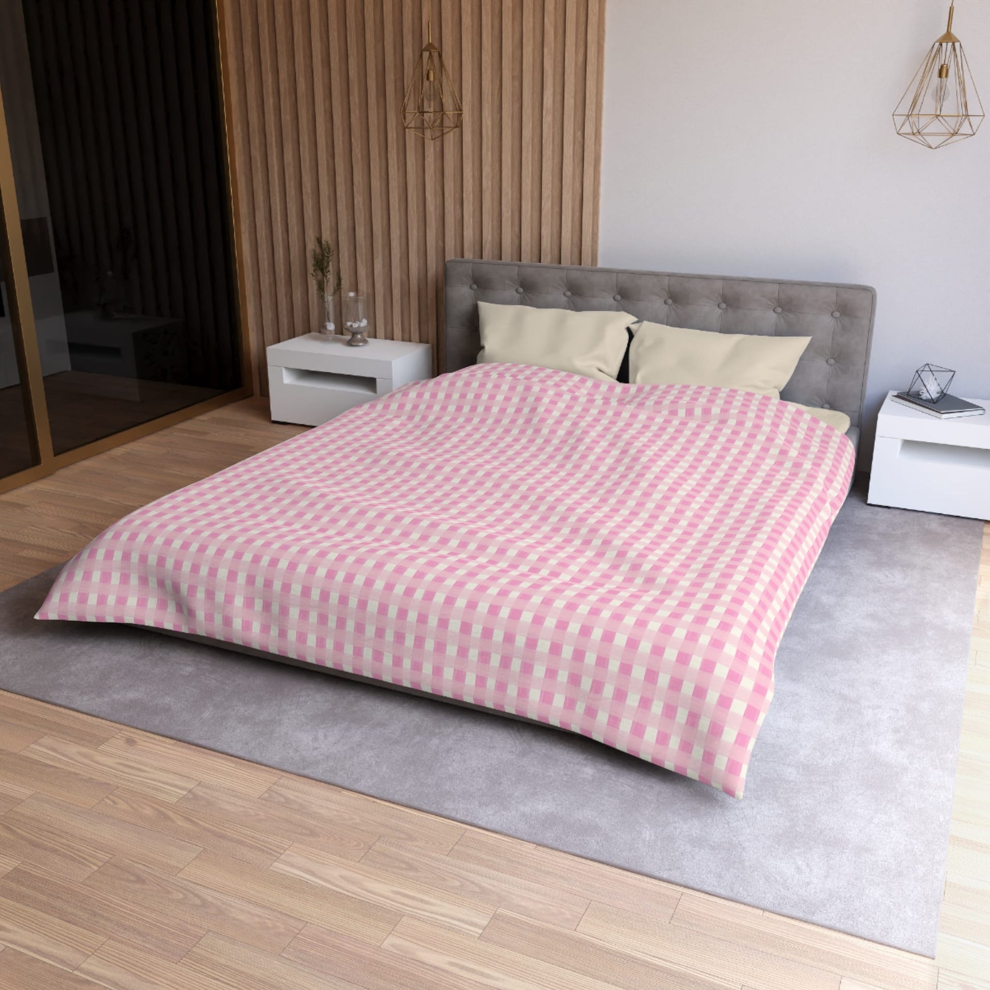 Dreamy Rose Gingham Microfiber Duvet Cover