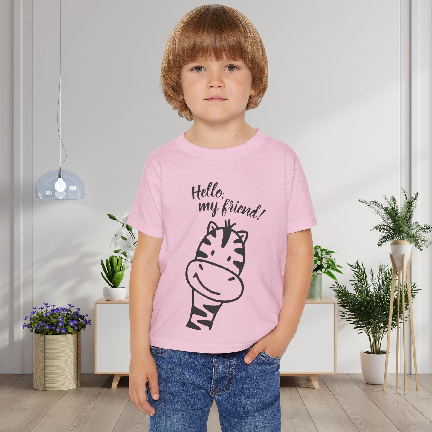 Hello My Friend (Giraffe) Heavy Cotton™ Toddler T-shirt