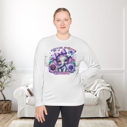 Just A Girl Who Loves Elephants Unisex Lightweight Long Sleeve Tee