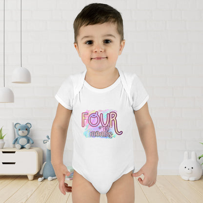 Pastel Wild One Milestone Baby Bodysuit-Four Months