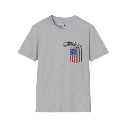 American Flag Pocket Gun Adult T-shirt