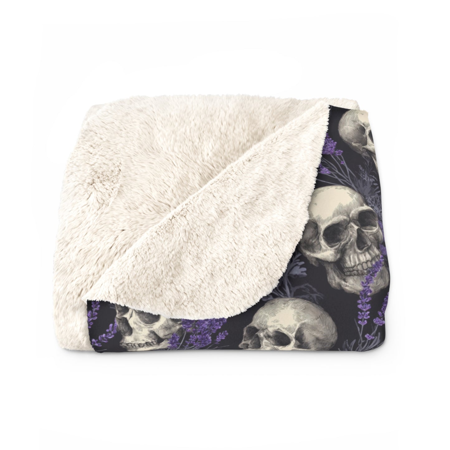 Midnight Lavender Skulls Fleece Blanket