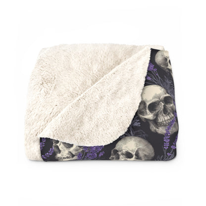 Midnight Lavender Skulls Fleece Blanket