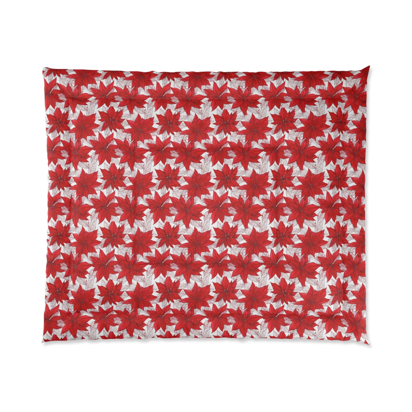 Crimson Poinsettia Sketch Comforter