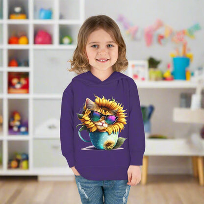 Cool Sunflower Kitten 1 Toddler Pullover Fleece Hoodie