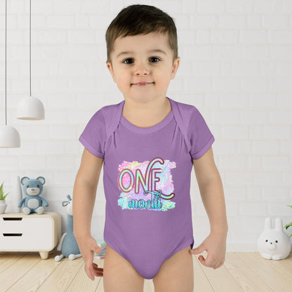 Pastel Wild One Milestone Baby Bodysuit-One Month