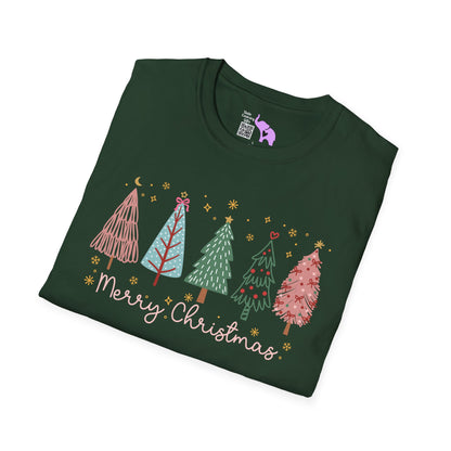 Merry Christmas Trees & Stars Adult T-shirt
