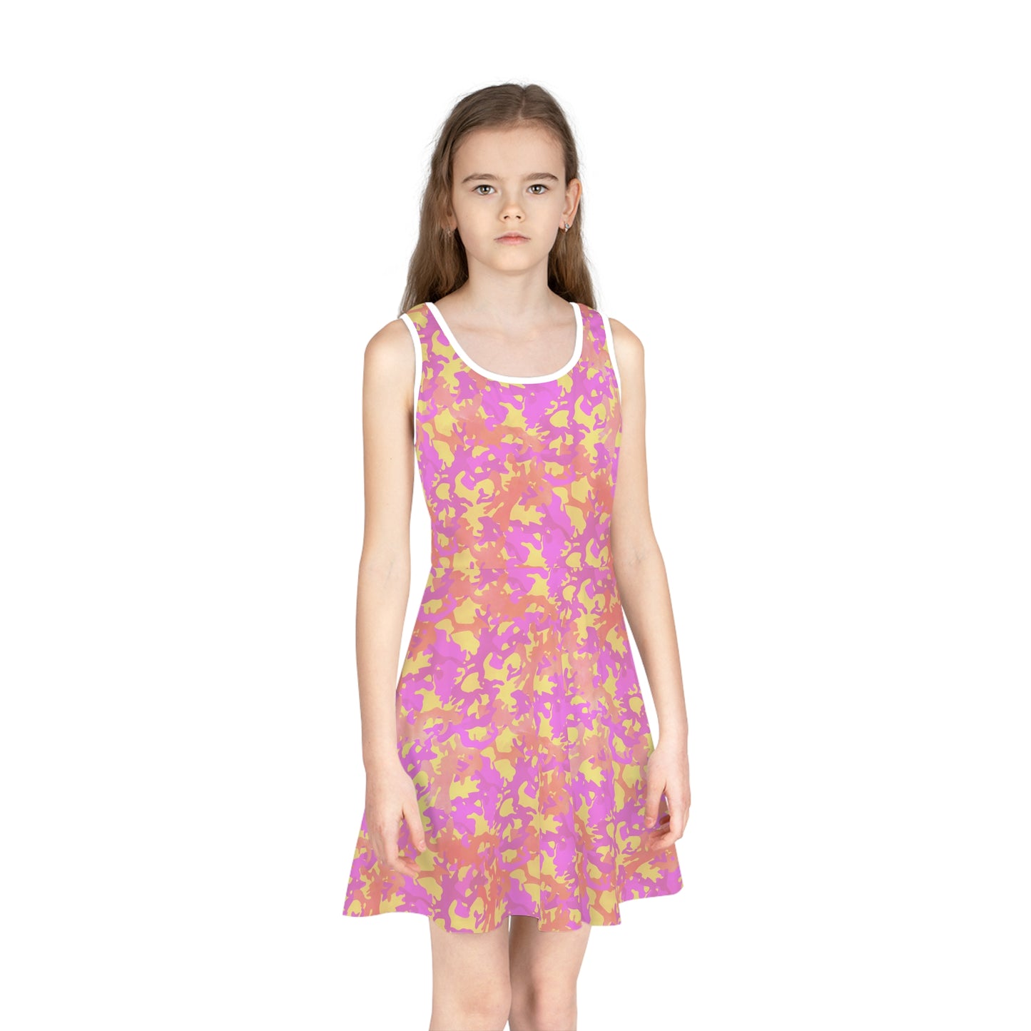 Sunset Sorbet Camo Girls' Sleeveless Sundress