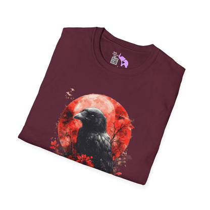 Creepy Raven with Full Moon Adult T-shirt