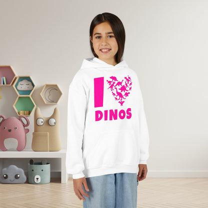 I Love Dinos (Dino Heart) Youth Heavy Blend Hoodie