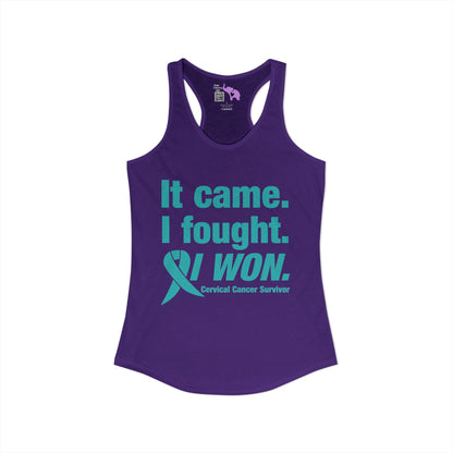 It Came I Fought I Won Cervical Cancer Survivior Women's Ideal Racerback Tank