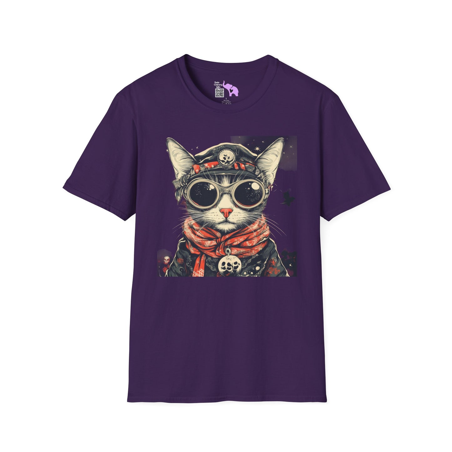Creepy Aviator Cat Adult T-shirt