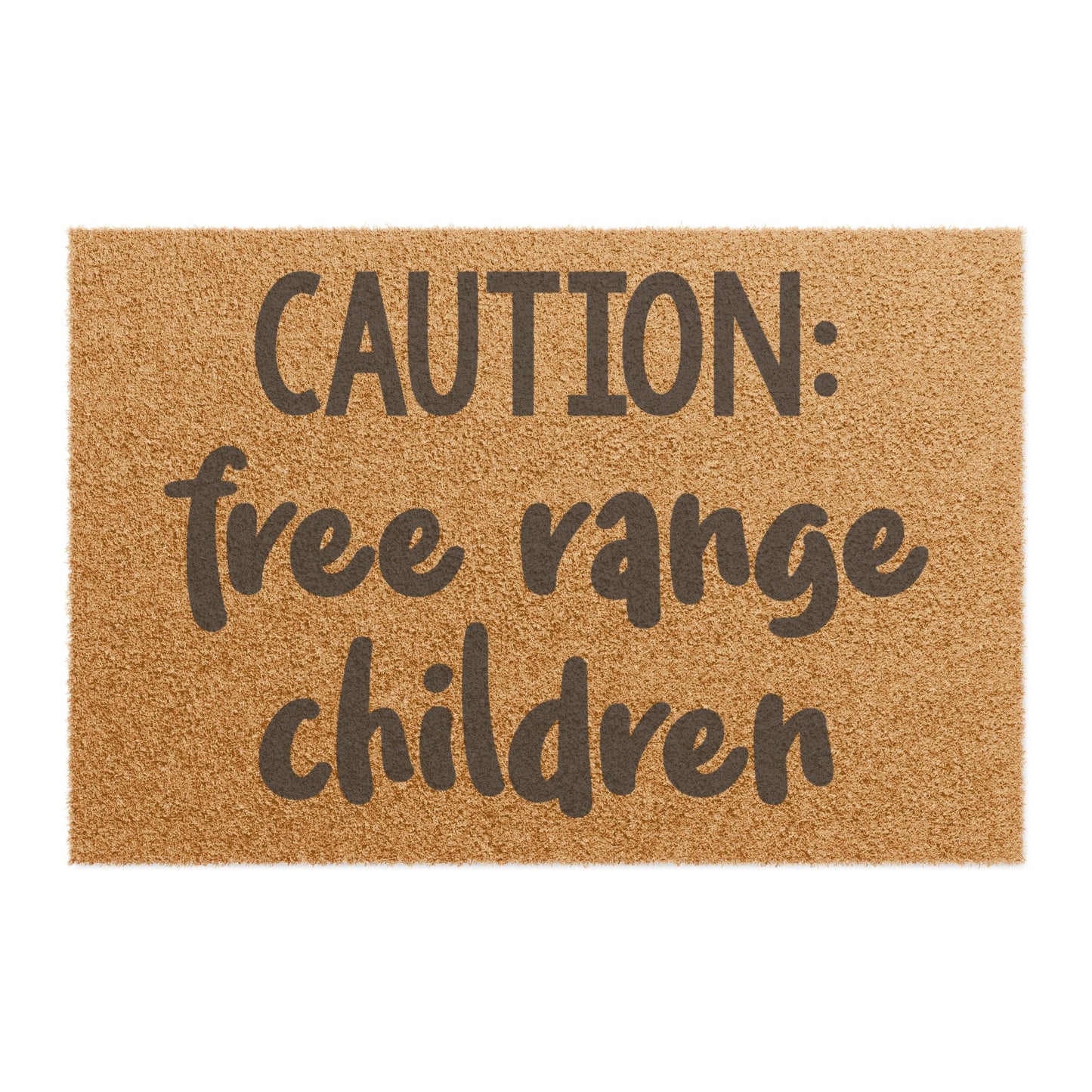 Caution: Free Range Children Coconut Fiber Doormat