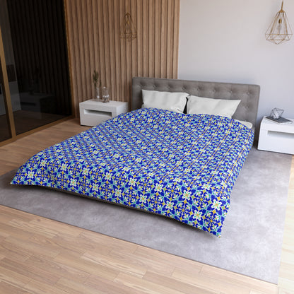 Blue Horizon Mosaic Microfiber Duvet Cover