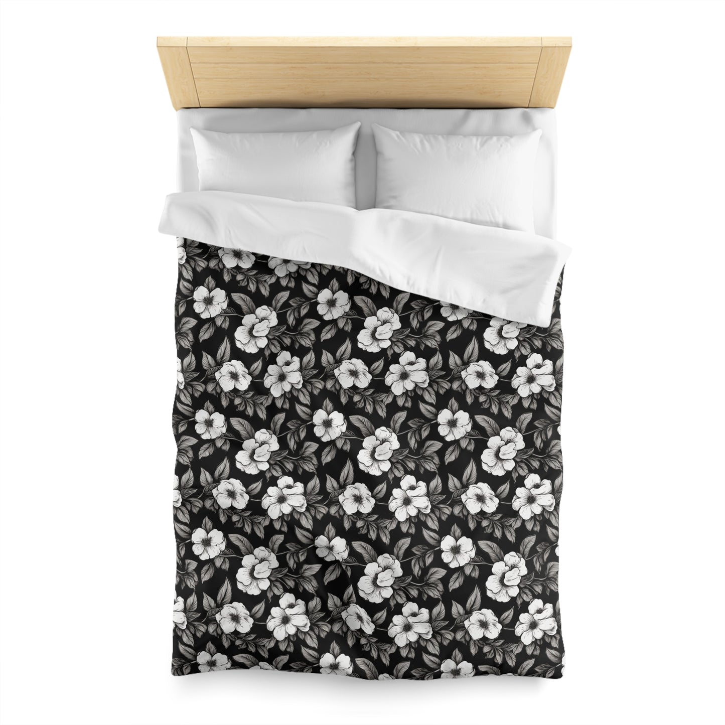 Black & White Daisies Microfiber Duvet Cover