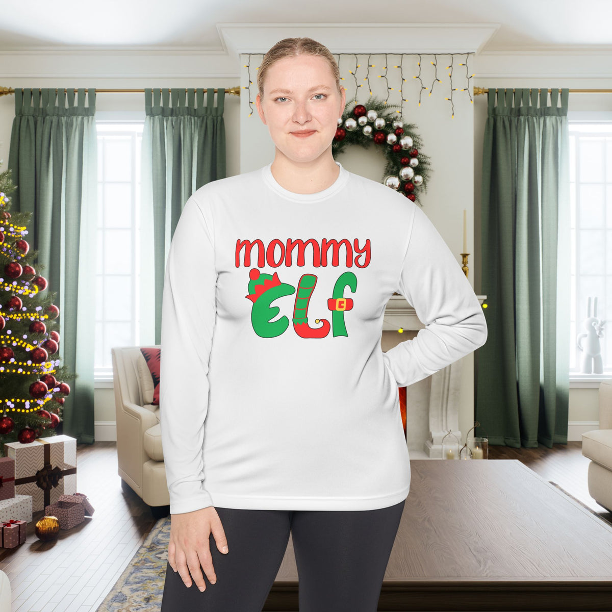 Mommy Elf Adult Long Sleeve Tee