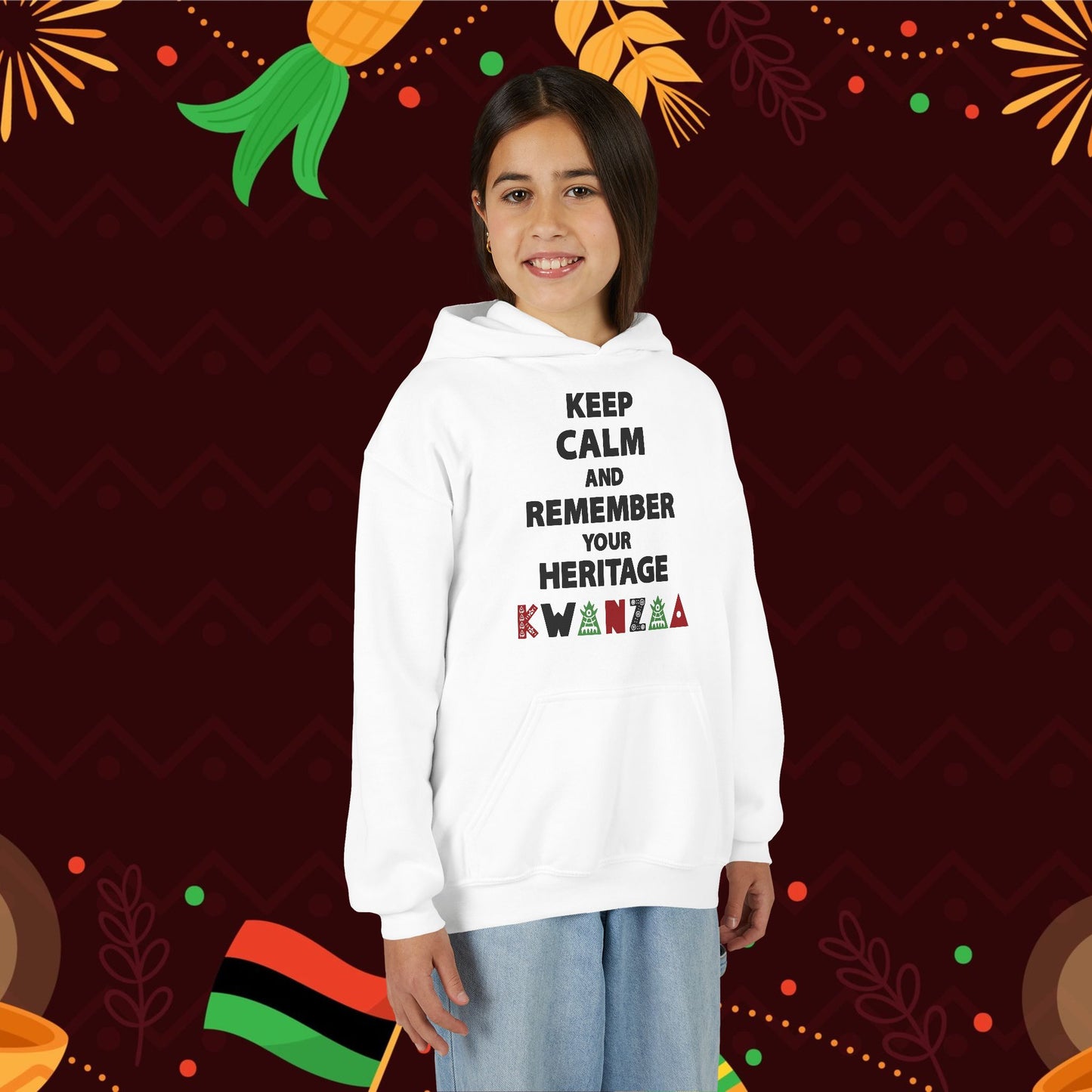 Keep Calm and Remember Your Heritage Kwanzaa Youth Heavy Blend Hoodie