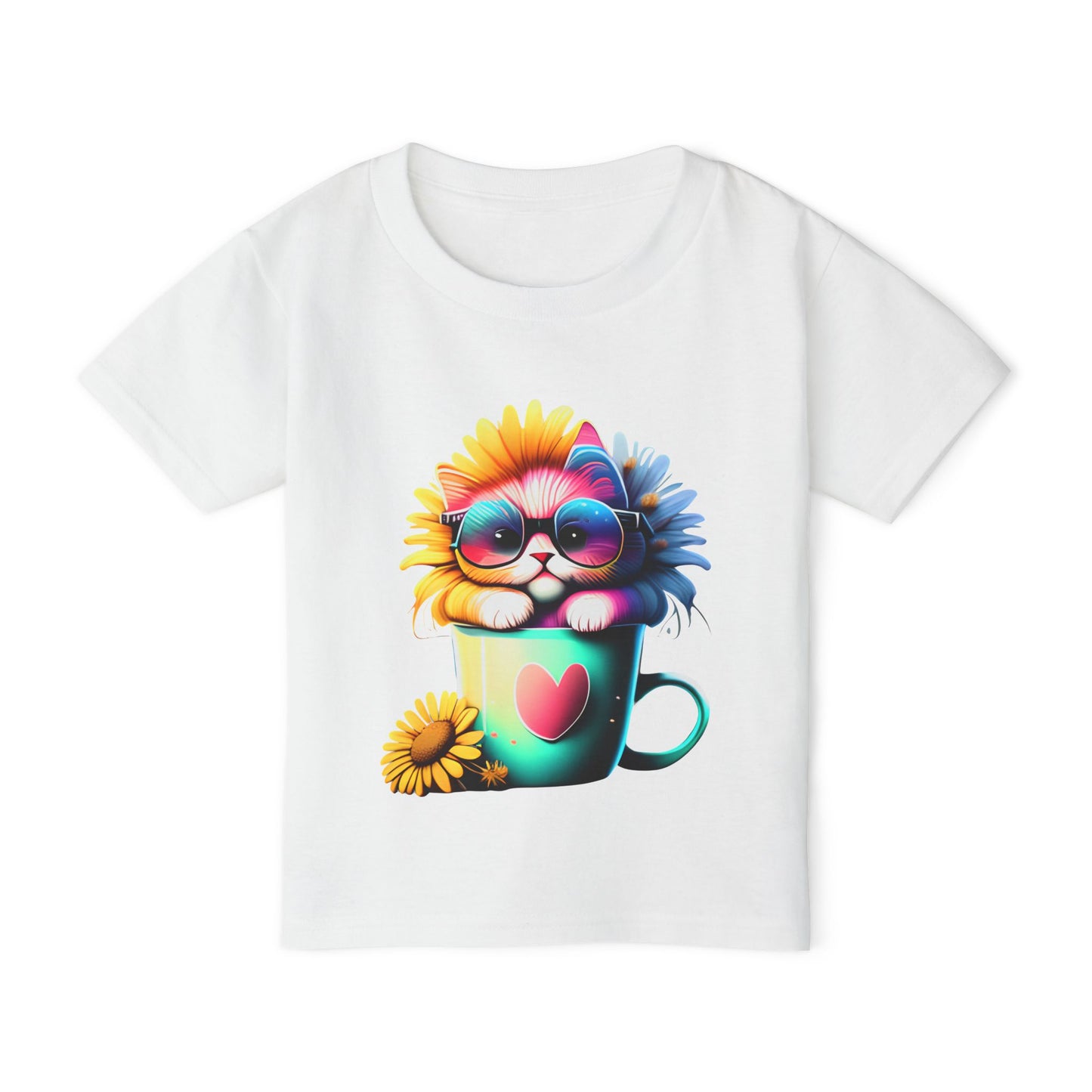 Cool Sunflower Kitten 2 Heavy Cotton™ Toddler T-shirt