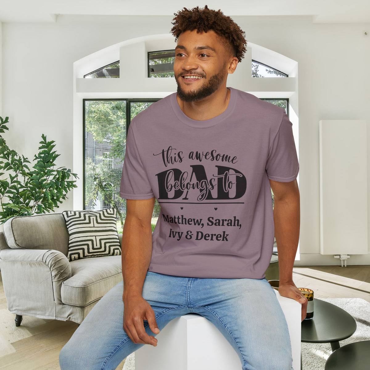 This Awesome Dad Belongs To... Adult T-shirt (Personalizable)
