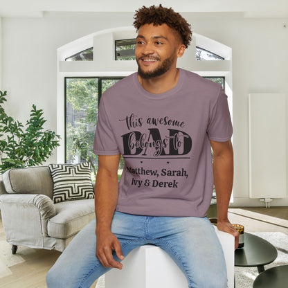 This Awesome Dad Belongs To... Adult T-shirt (Personalizable)