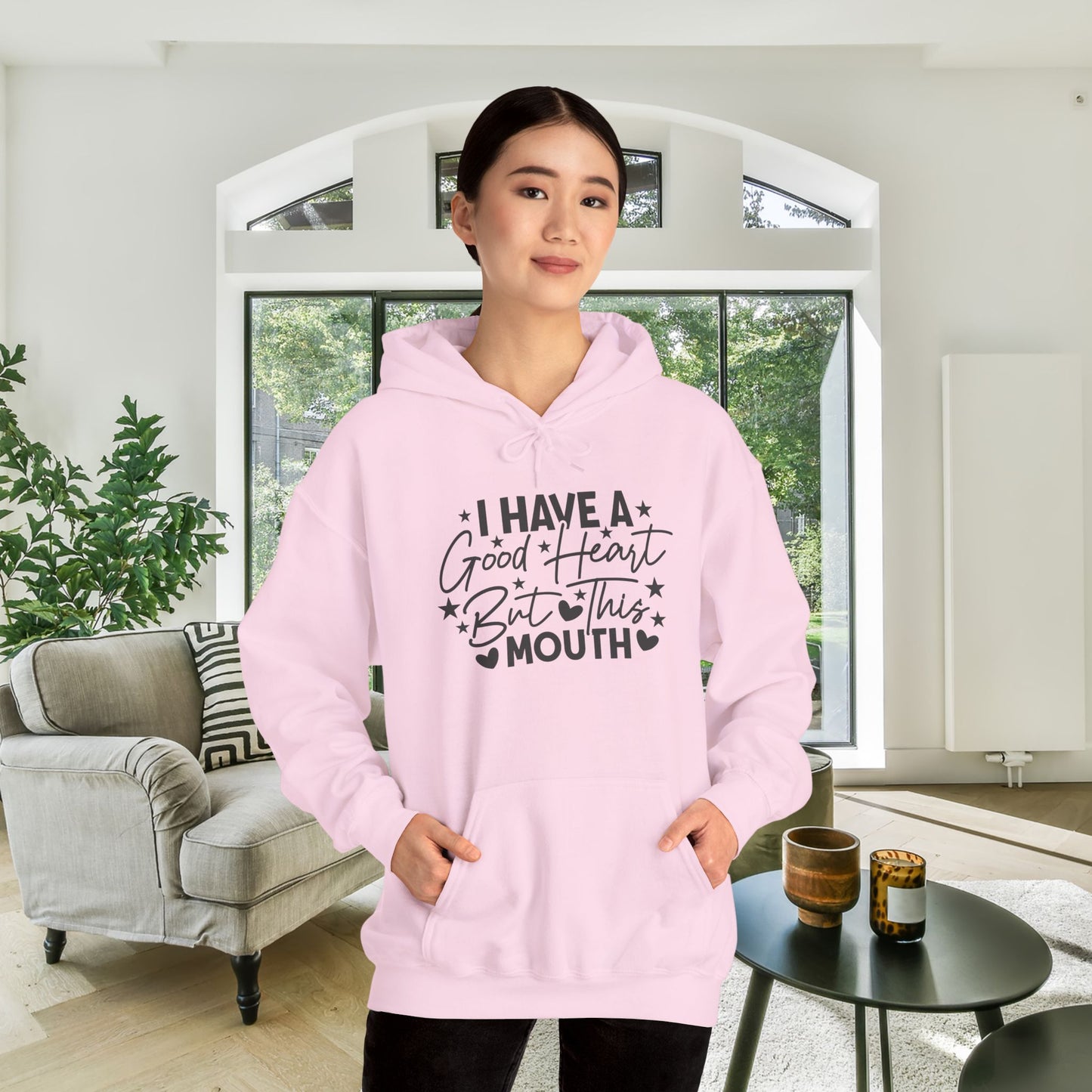 I Have A Good Heart But This Mouth... Heavy Blend™ Hooded Sweatshirt