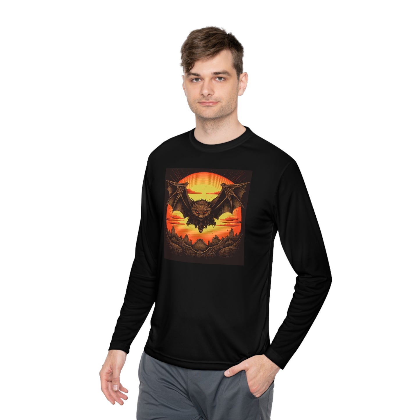 Creepy Bats Over Moon 4 Adult Long Sleeve Tee