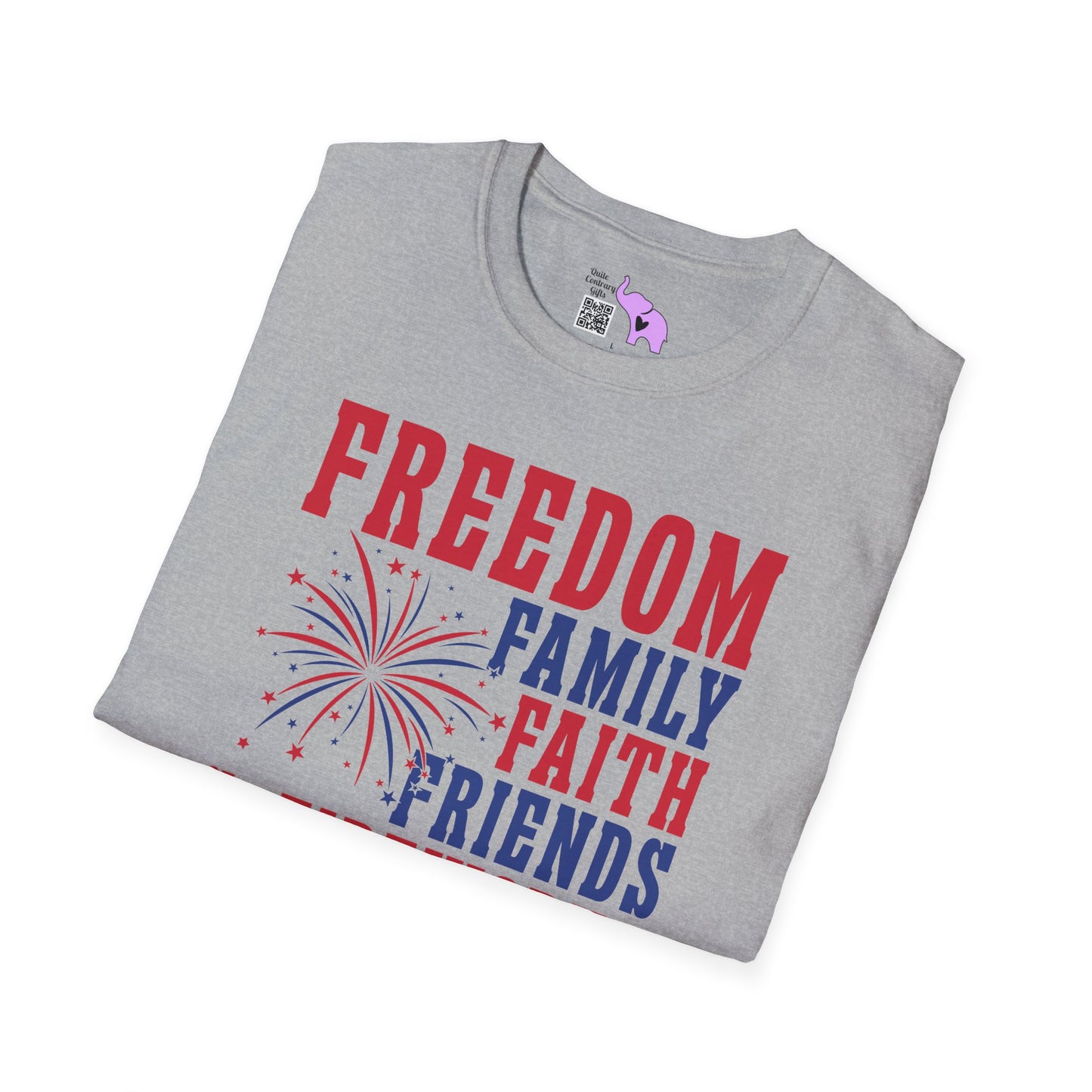 Freedom Family Faith Friends Fireworks 4th of July Adult T-shirt