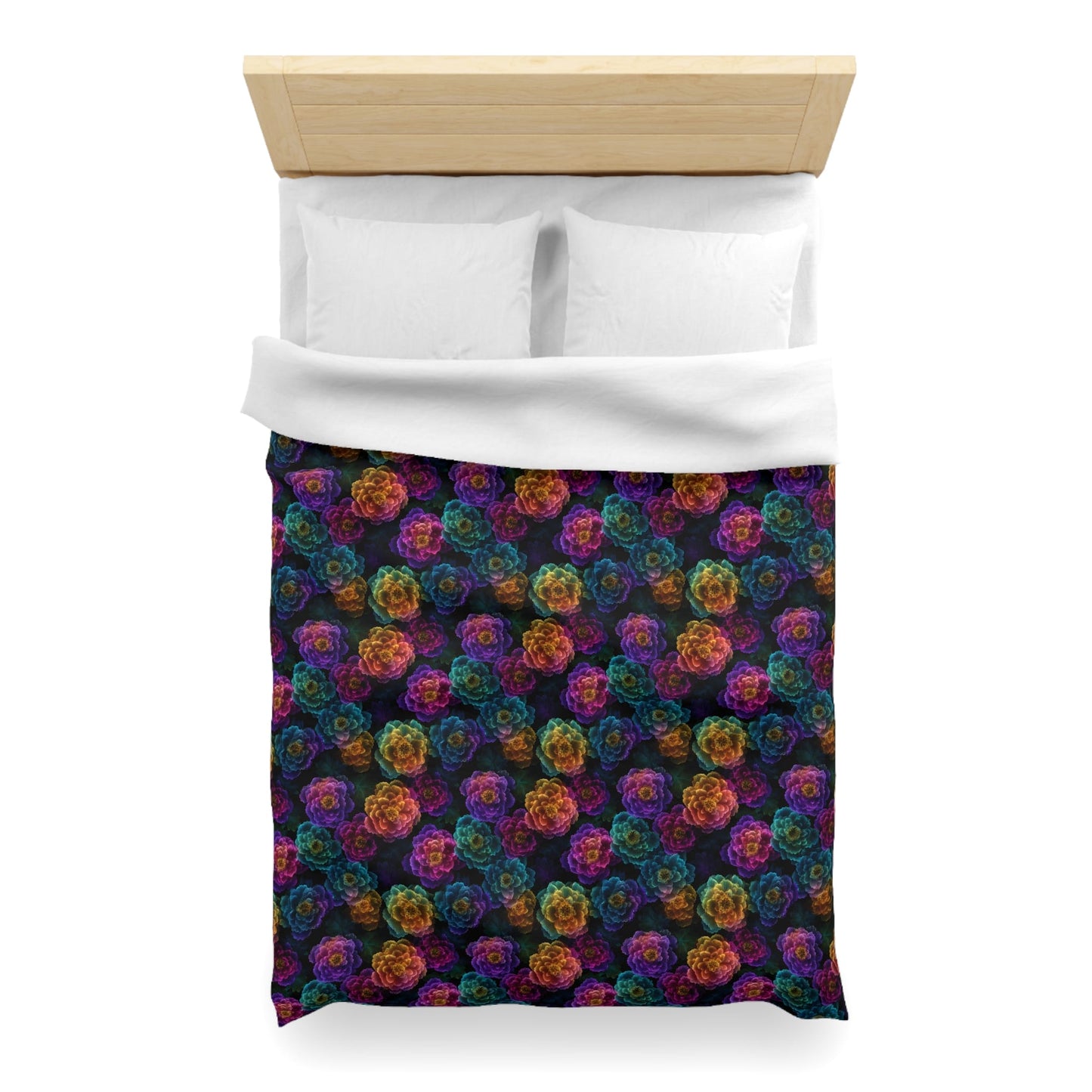Neon Whisper Blooms Microfiber Duvet Cover