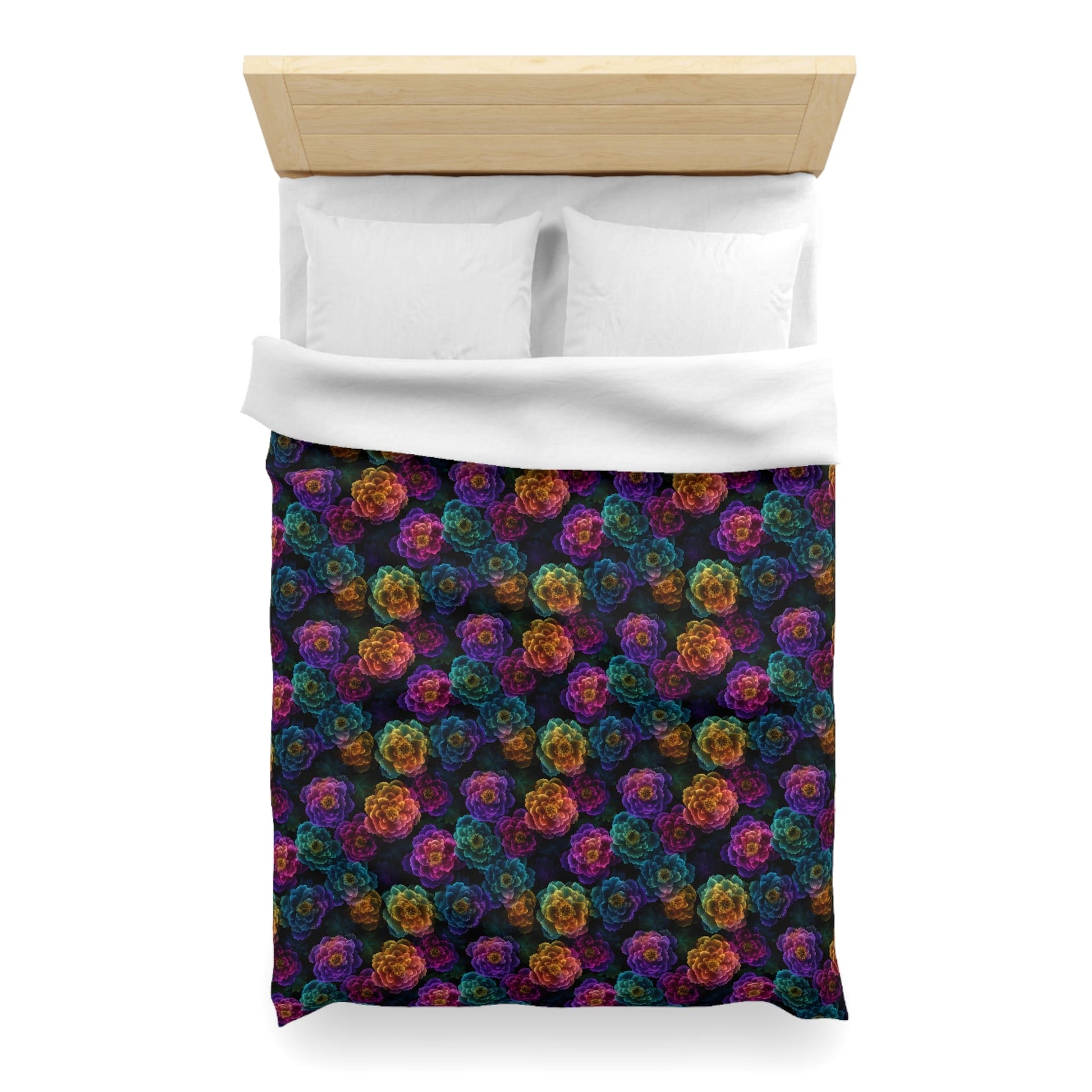 Neon Whisper Blooms Microfiber Duvet Cover