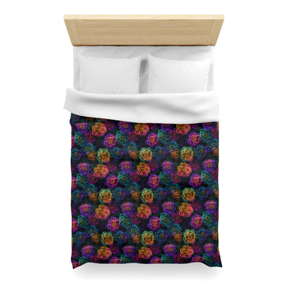 Neon Whisper Blooms Microfiber Duvet Cover