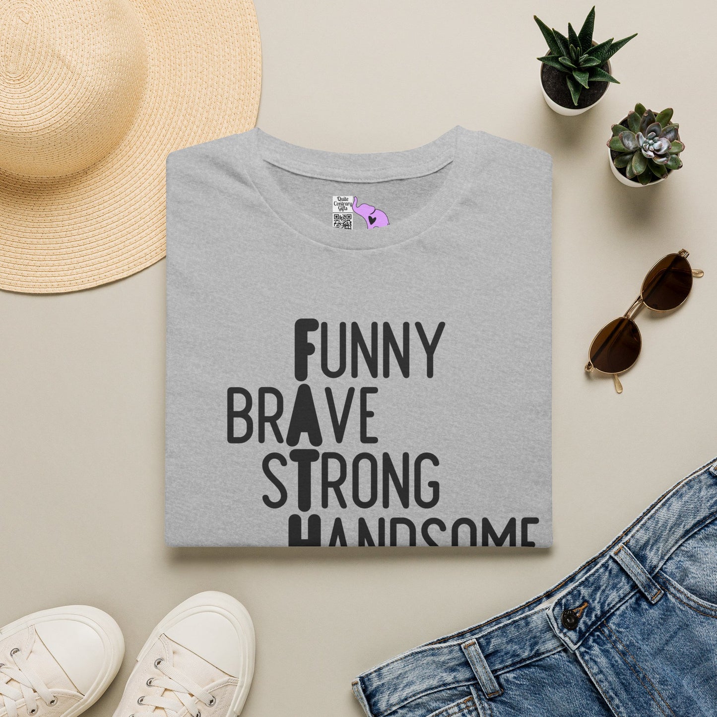 Father-Funny, Brave, Strong, Handsome, Protective, Friend Adult T-shirt