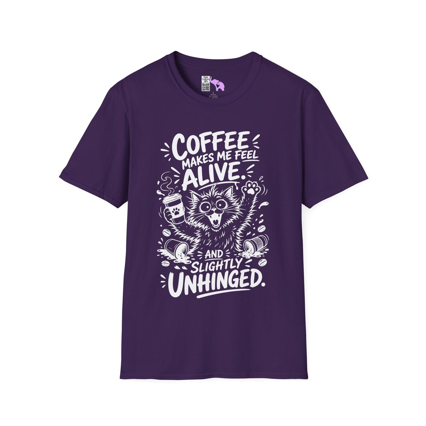 ""Coffee Makes Me Feel Alive and Slightly Unhinged (Cat) Adult T-shirt