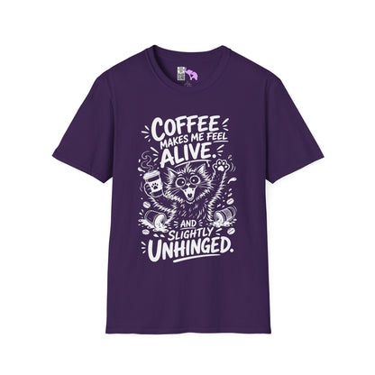 ""Coffee Makes Me Feel Alive and Slightly Unhinged (Cat) Adult T-shirt
