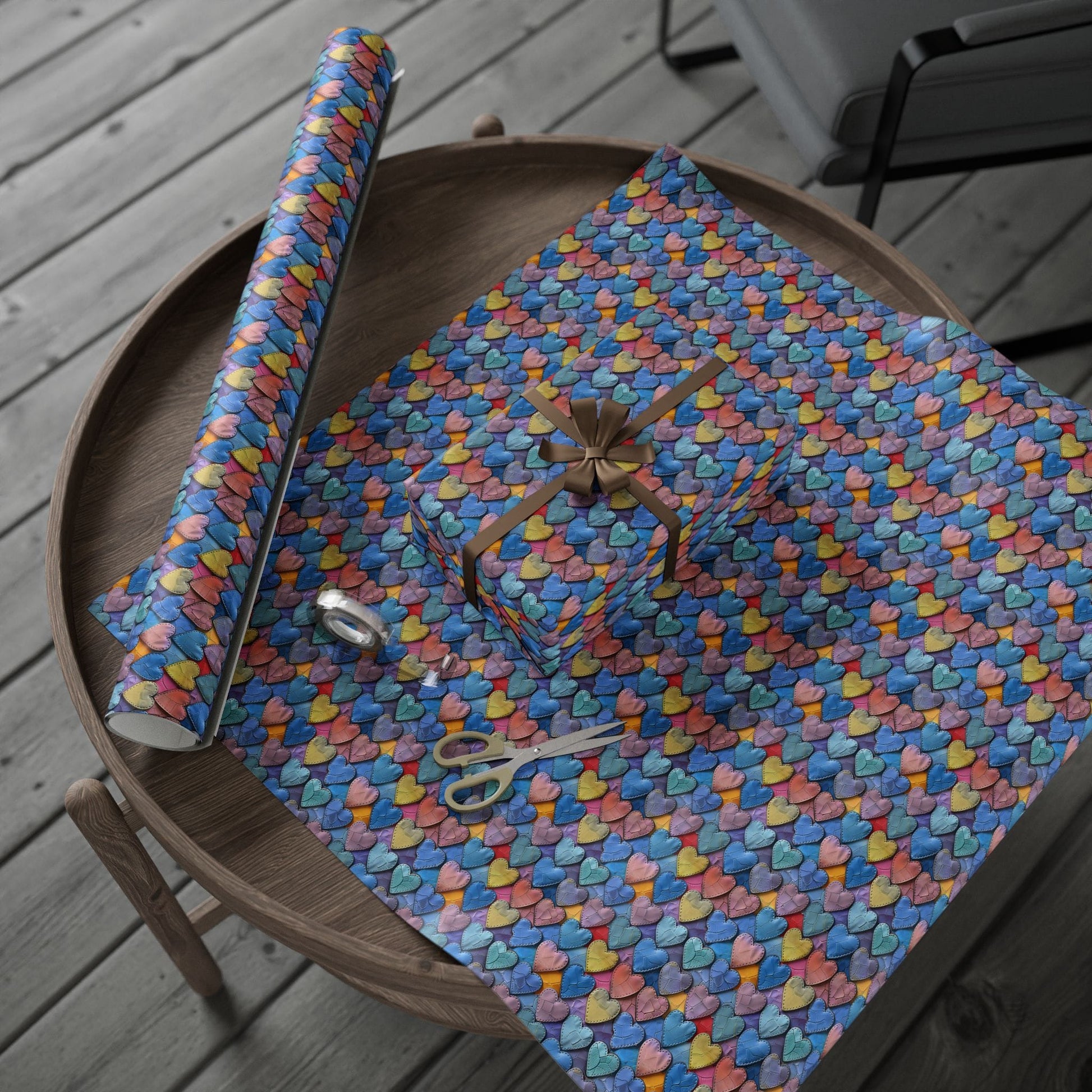 Color Pop Leather Hearts Wrapping Paper
