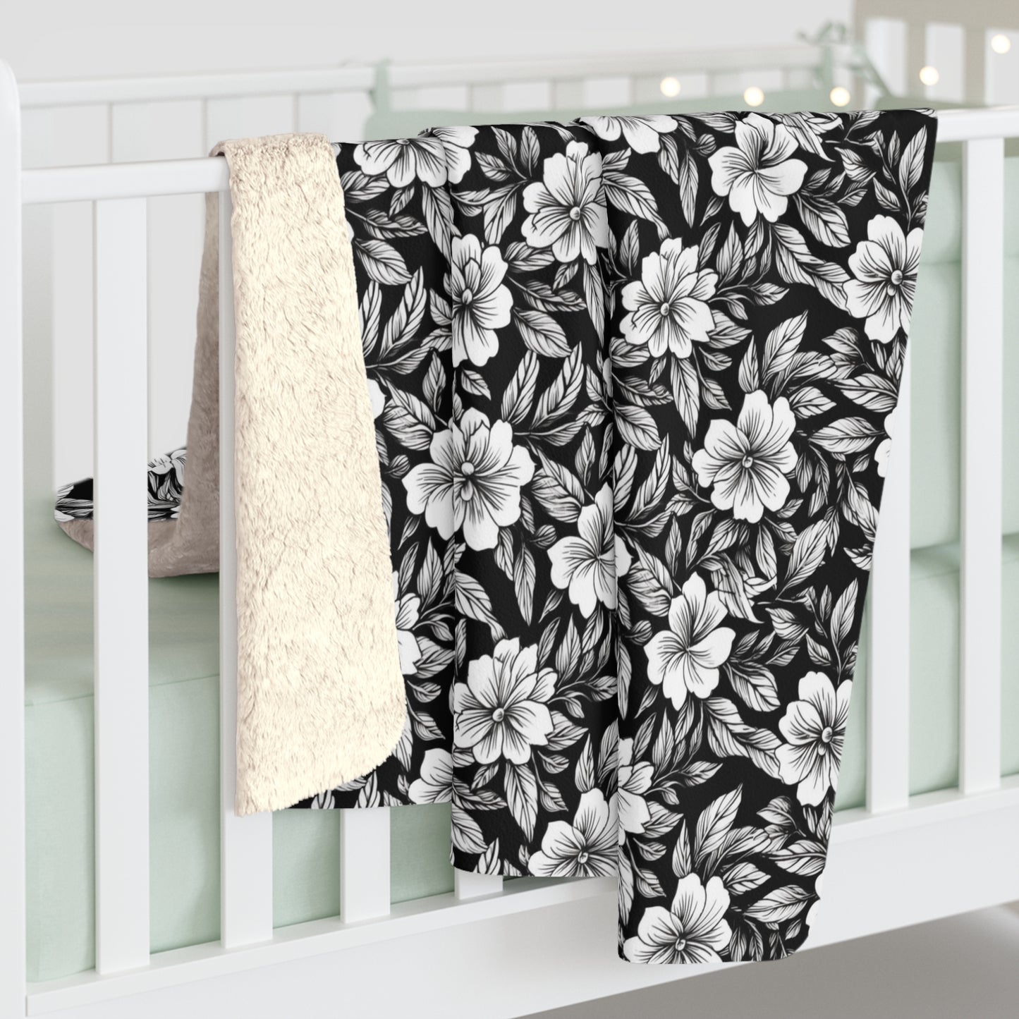 Monochrome Paradise Bloom Fleece Blanket