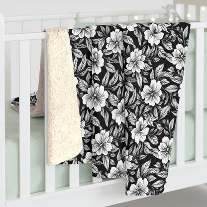 Monochrome Paradise Bloom Fleece Blanket