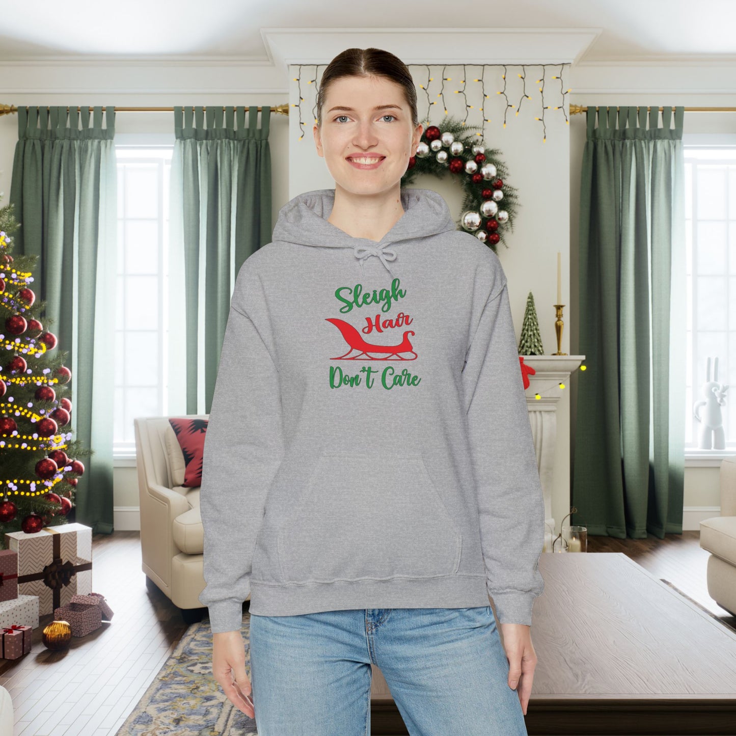 Sleigh Hair Don't Care Adult Heavy Blend™ Hooded Sweatshirt