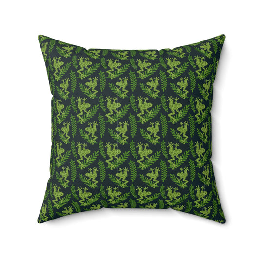 Emerald Canopy Frogs Throw Pillow