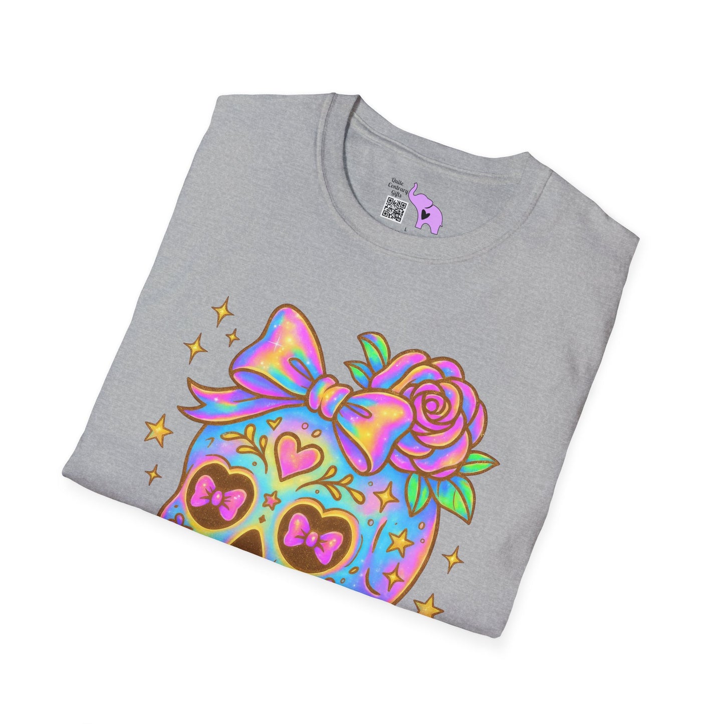 Neon Sugar Skull Adult T-shirt