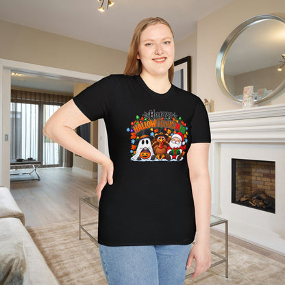Happy Hallowthanksmas (String Lights) Adult T-shirt
