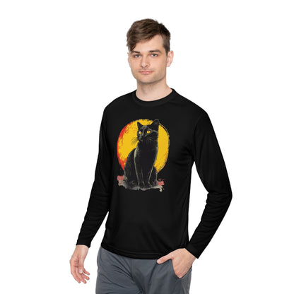 Black Cat Over Moon Adult Long Sleeve Tee