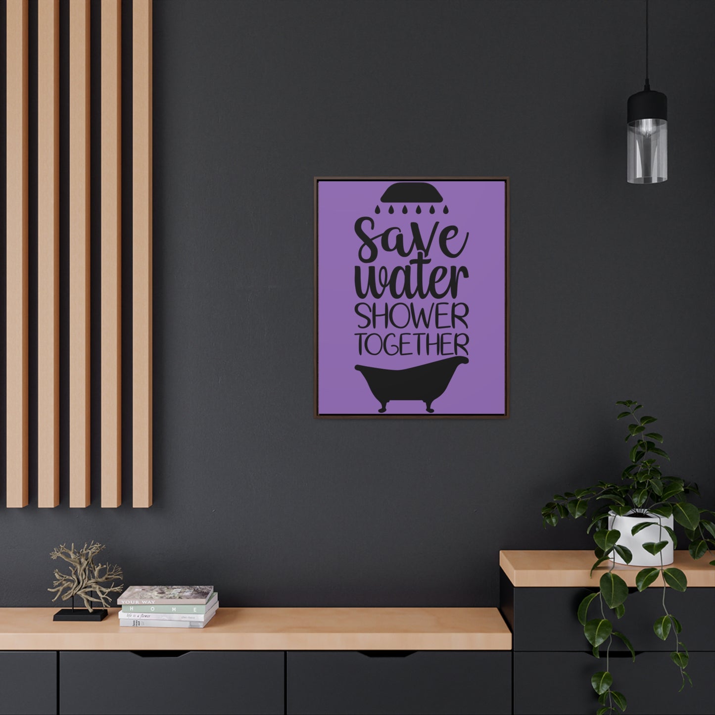 Save Water, Shower Together Canvas Wraps, Vertical Frame