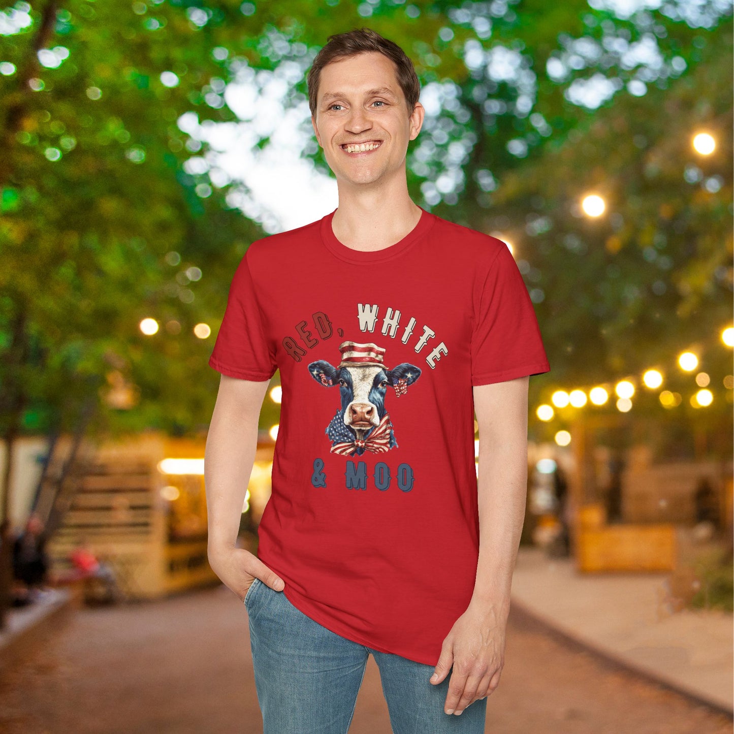 Red, White, & Moo Adult T-shirt
